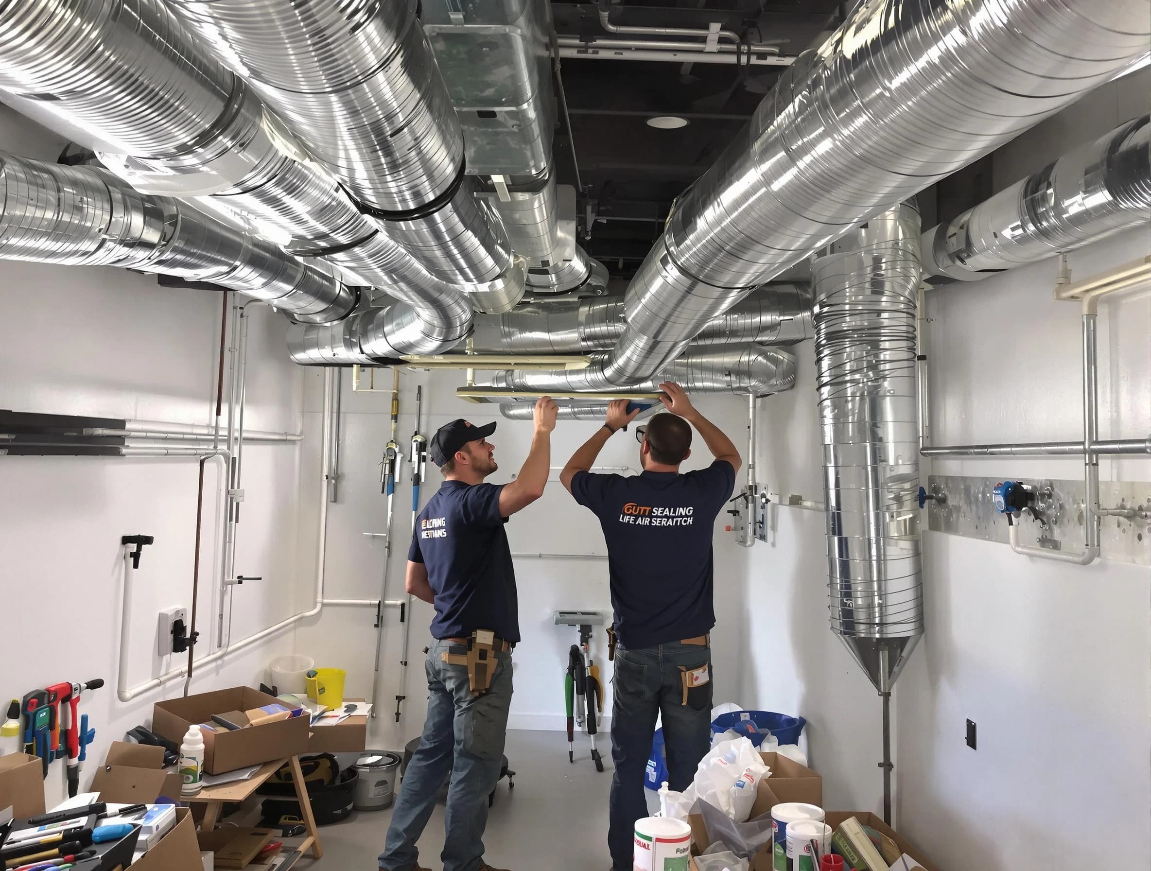 Shawnee Air Duct Cleaning technician applying professional duct sealing solutions in Shawnee
