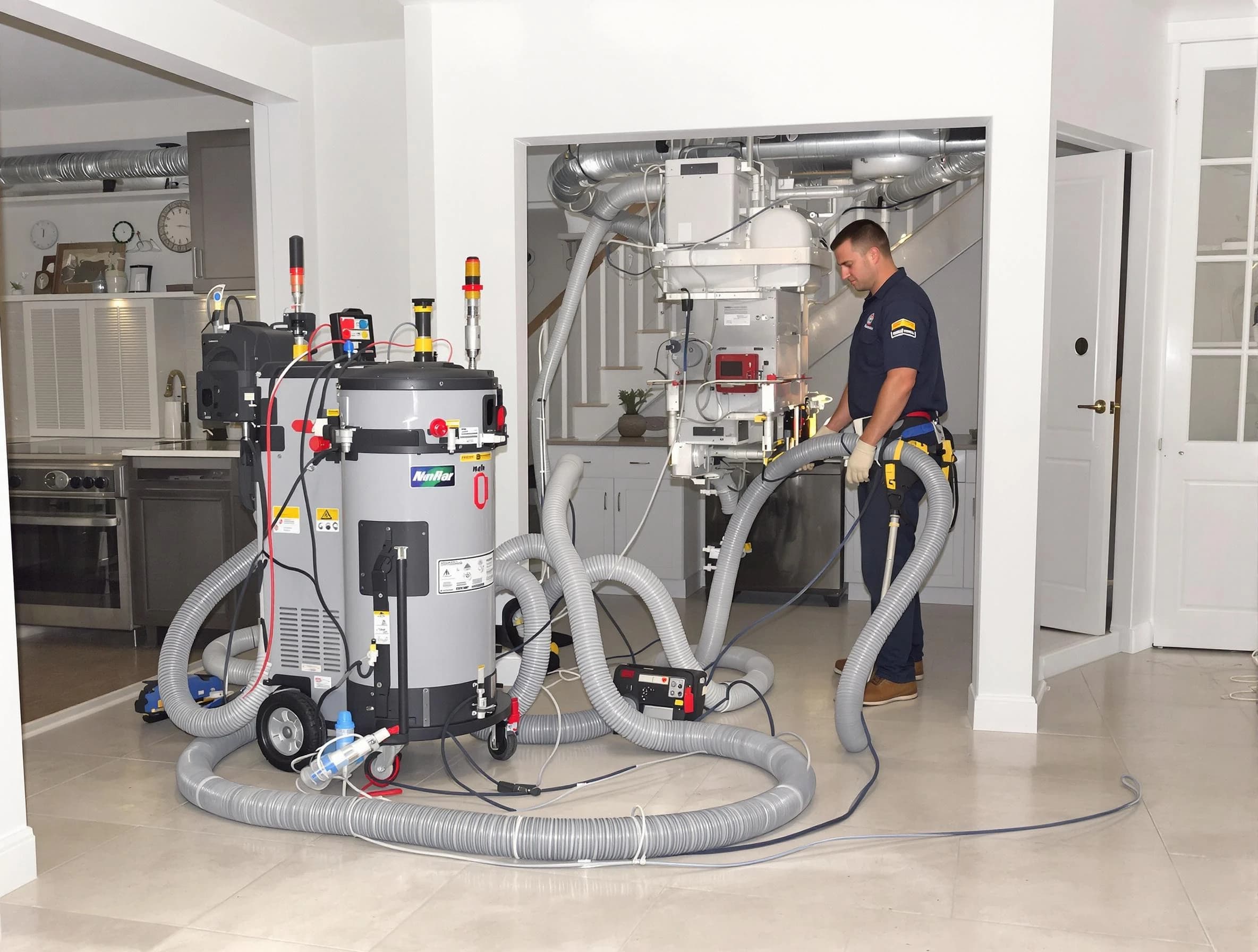 Shawnee Air Duct Cleaning technician operating negative pressure cleaning equipment for thorough duct maintenance in Shawnee