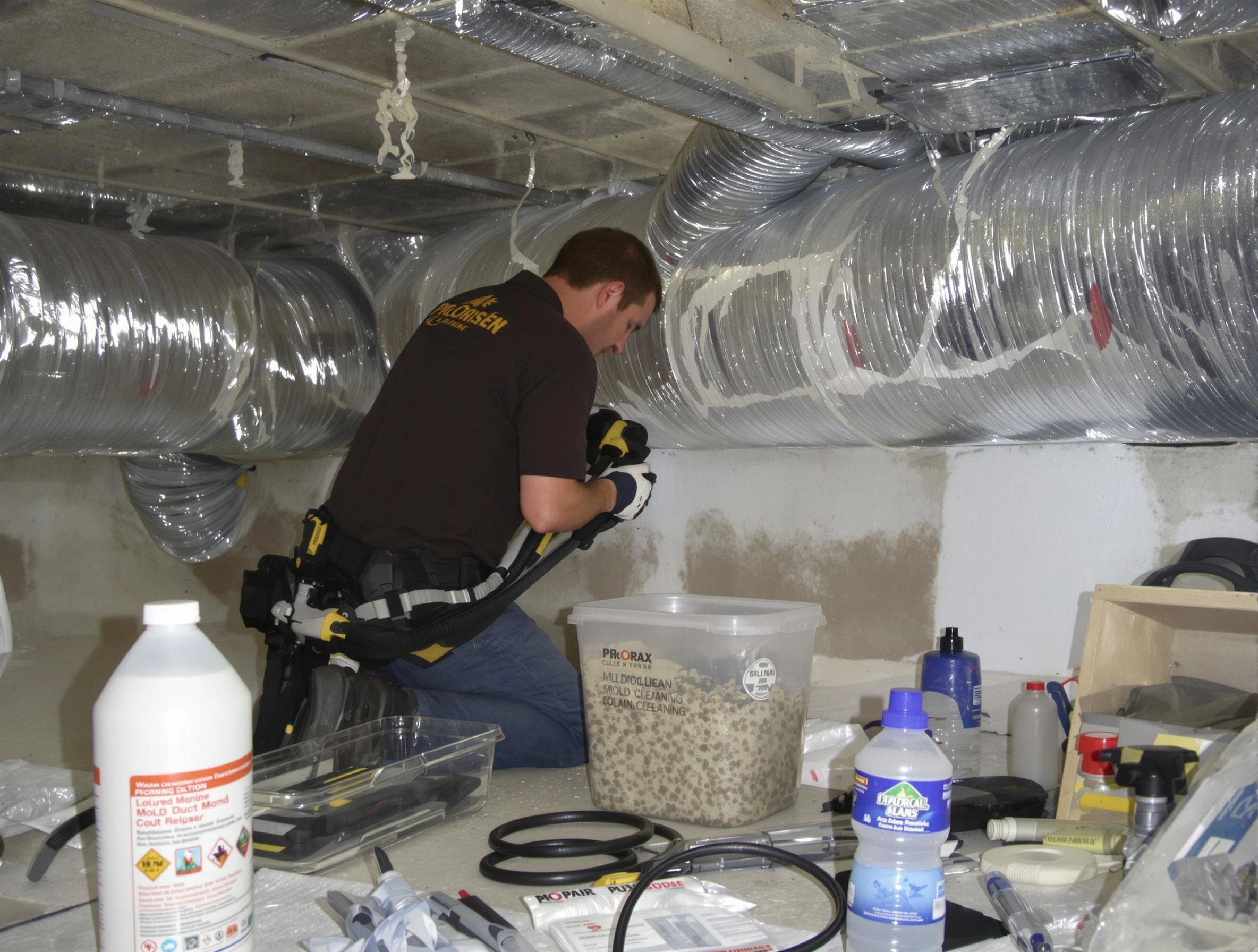 Shawnee Air Duct Cleaning specialist performing professional mold removal from air ducts in Shawnee