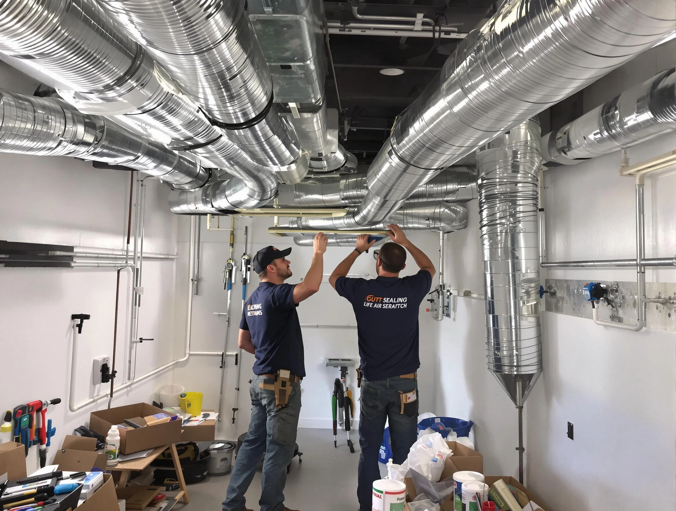 Shawnee Air Duct Cleaning technician applying professional duct sealing solutions in Shawnee