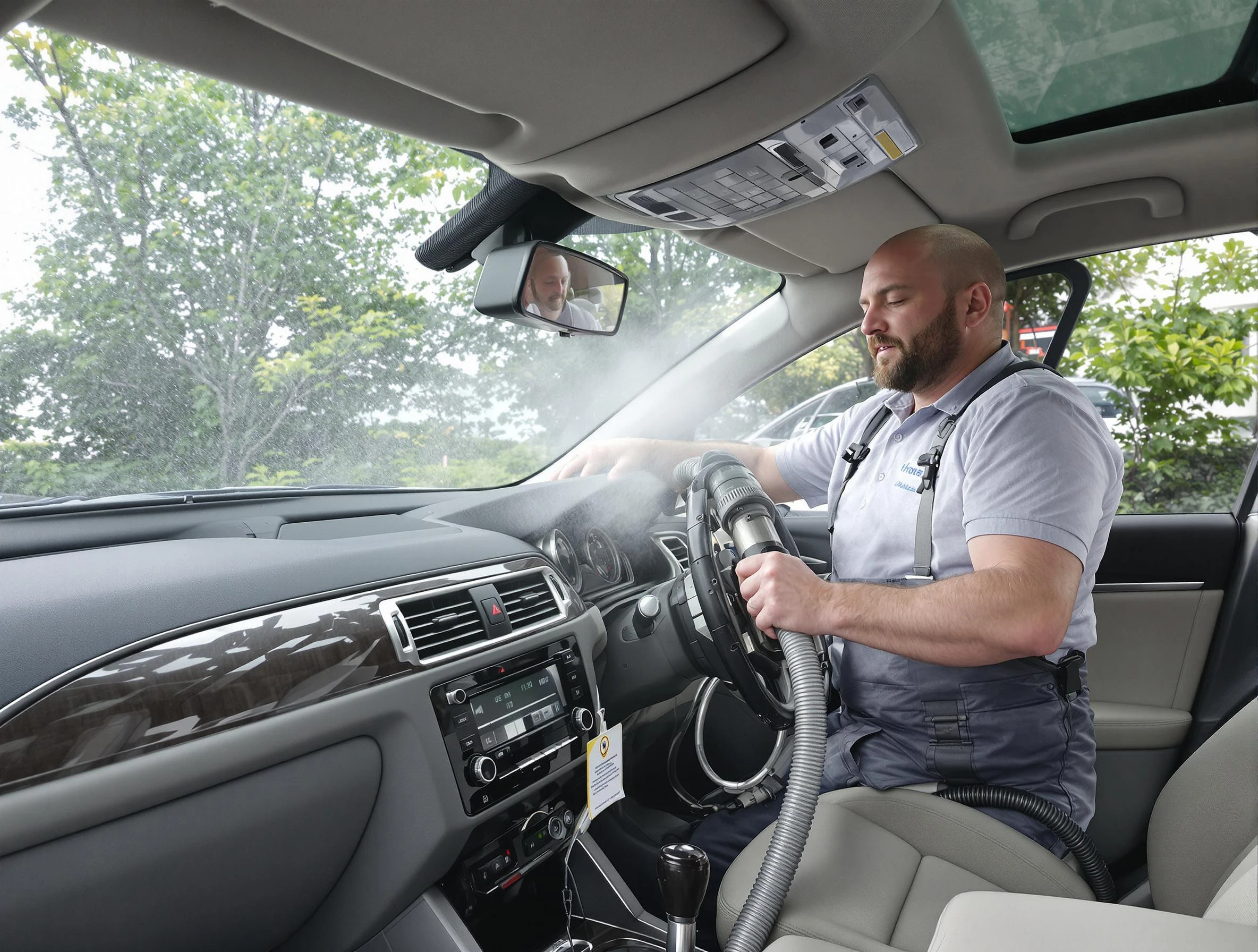 Shawnee Air Duct Cleaning specialist performing professional car duct cleaning in Shawnee
